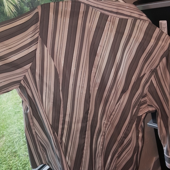 MKM Designs Mettalic Stripe Button Front Blouse - Picture 7 of 7